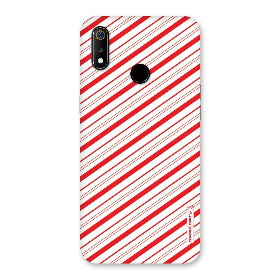 Red And White Diagonal Stripes Back Case for Realme 3