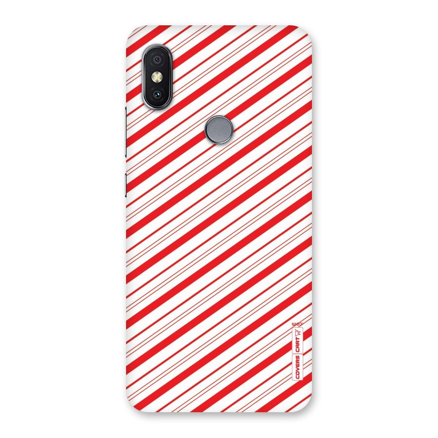 Red And White Diagonal Stripes Back Case for Redmi Y2