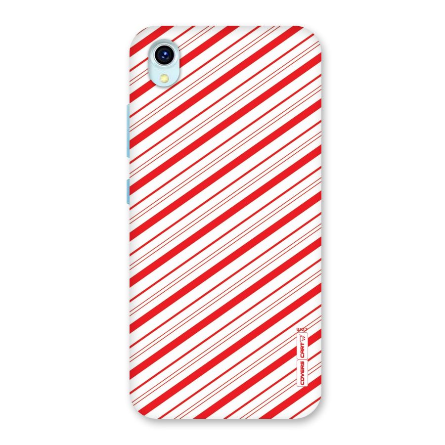 Red And White Diagonal Stripes Back Case for Vivo Y1s