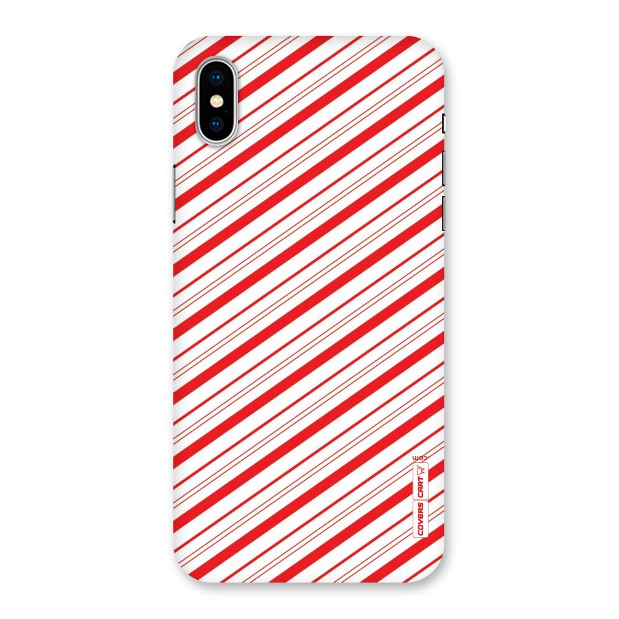 Red And White Diagonal Stripes Back Case for iPhone XS