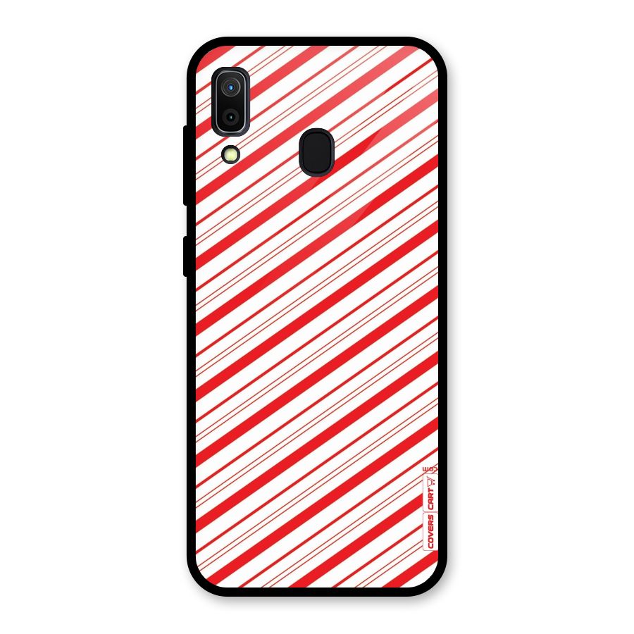 Red And White Diagonal Stripes Glass Back Case for Galaxy A30