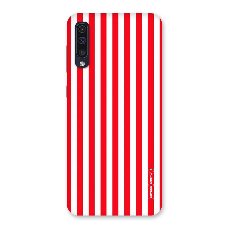 Red And White Straight Stripes Back Case for Galaxy A50s