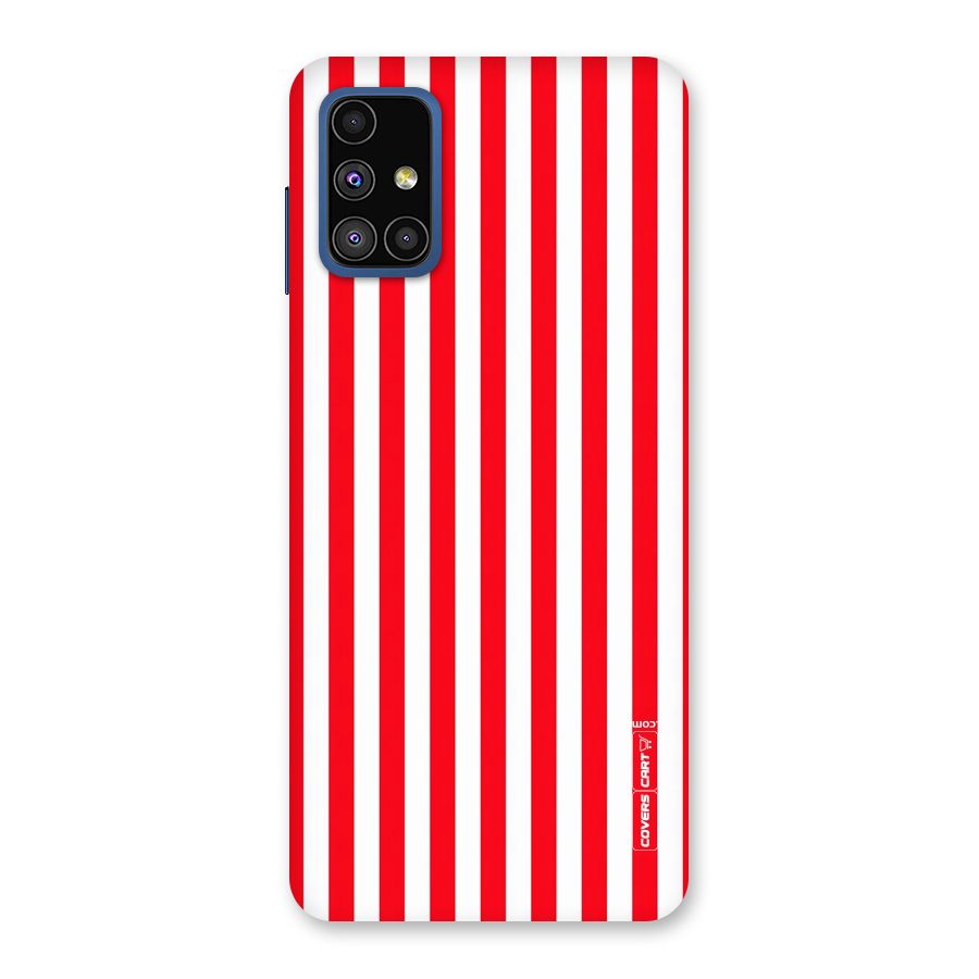 Red And White Straight Stripes Back Case for Galaxy M51