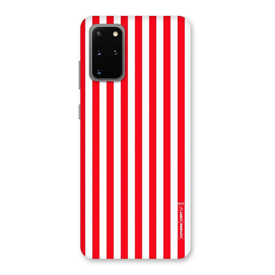 Red And White Straight Stripes Back Case for Galaxy S20 Plus