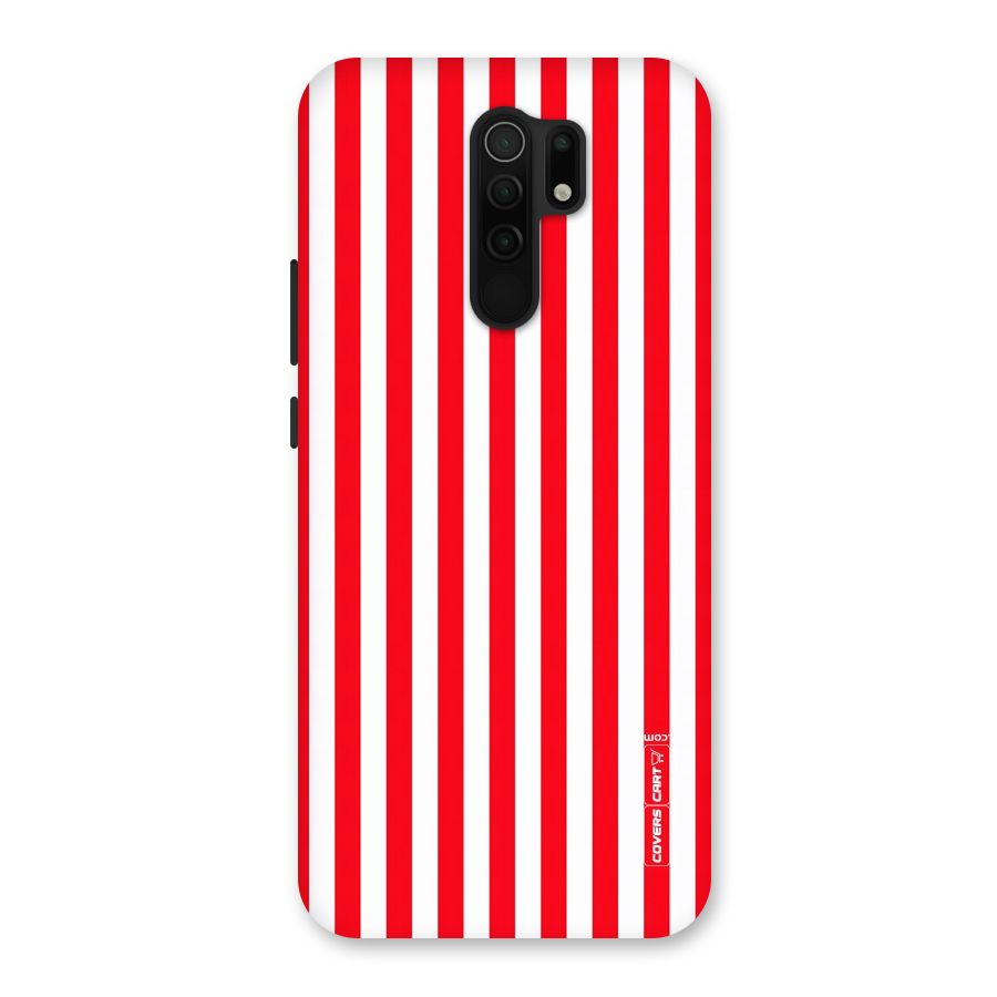 Red And White Straight Stripes Back Case for Poco M2