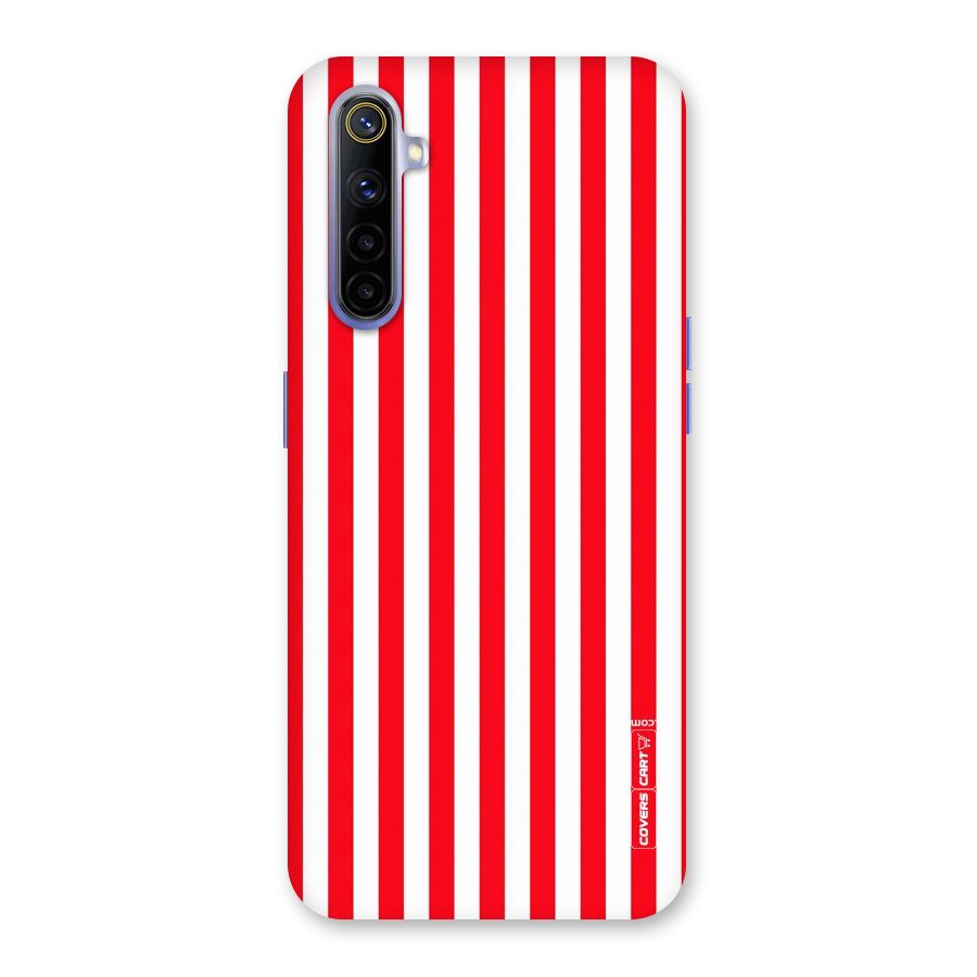 Red And White Straight Stripes Back Case for Realme 6i