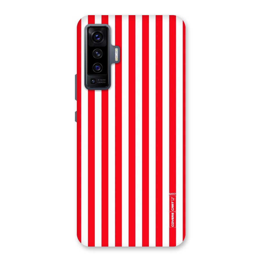 Red And White Straight Stripes Back Case for Vivo X50