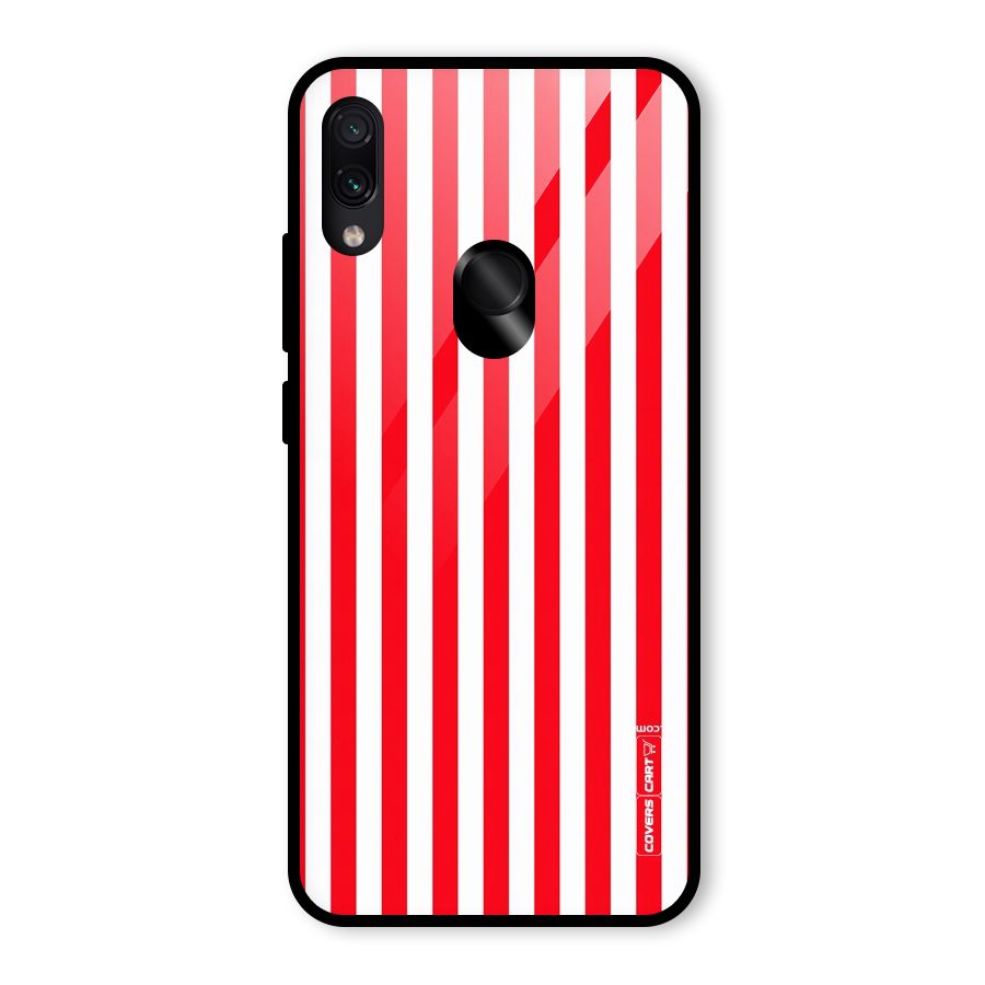 Red And White Straight Stripes Glass Back Case for Redmi Note 7 Pro