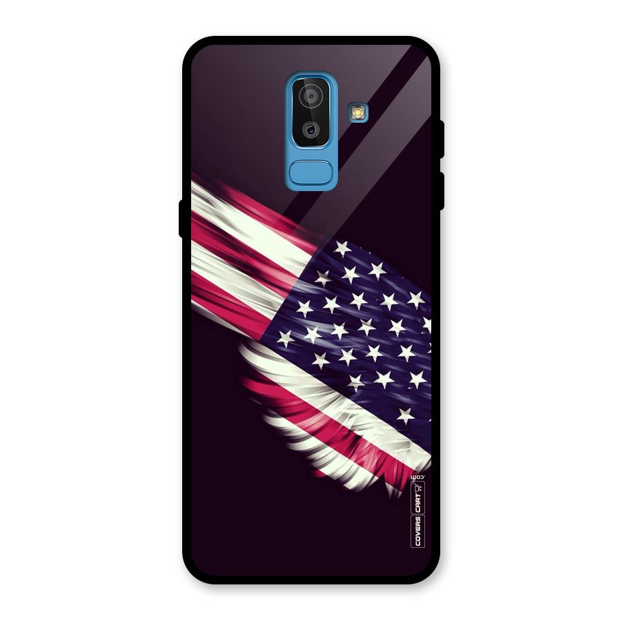 Red And White Stripes Stars Glass Back Case for Galaxy J8
