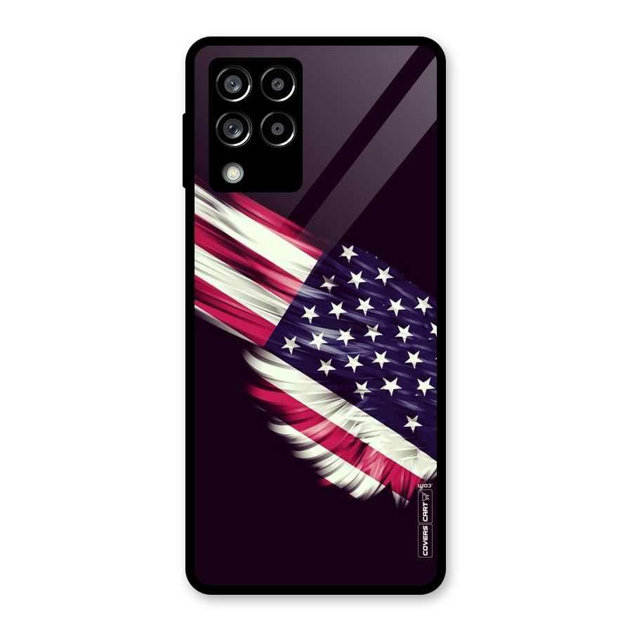 Red And White Stripes Stars Glass Back Case for Galaxy M53 5G