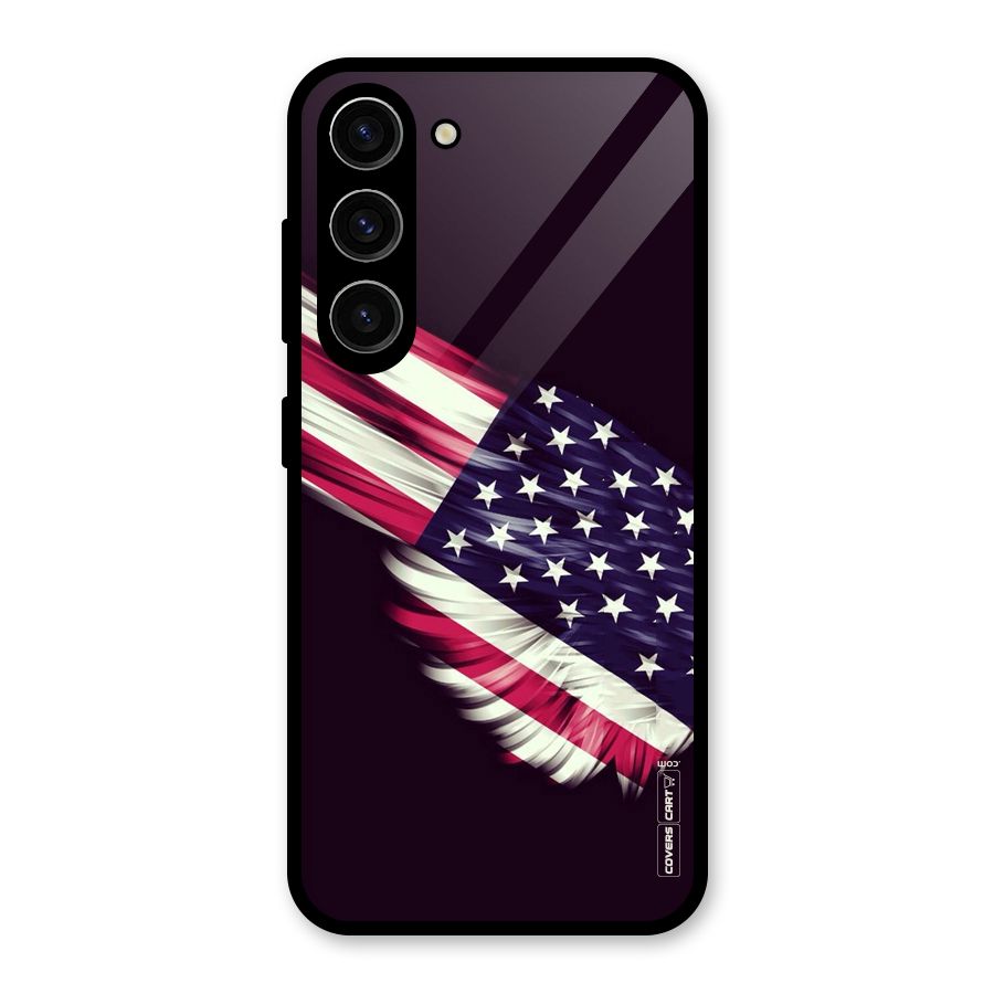 Red And White Stripes Stars Glass Back Case for Galaxy S23