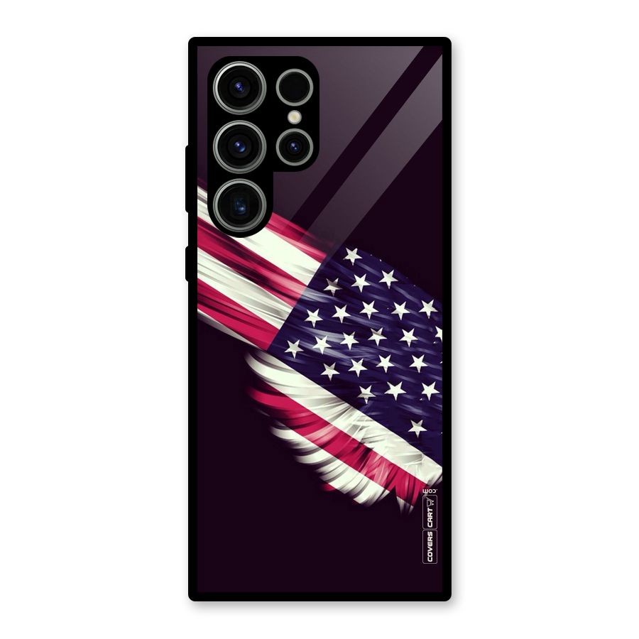 Red And White Stripes Stars Glass Back Case for Galaxy S23 Ultra