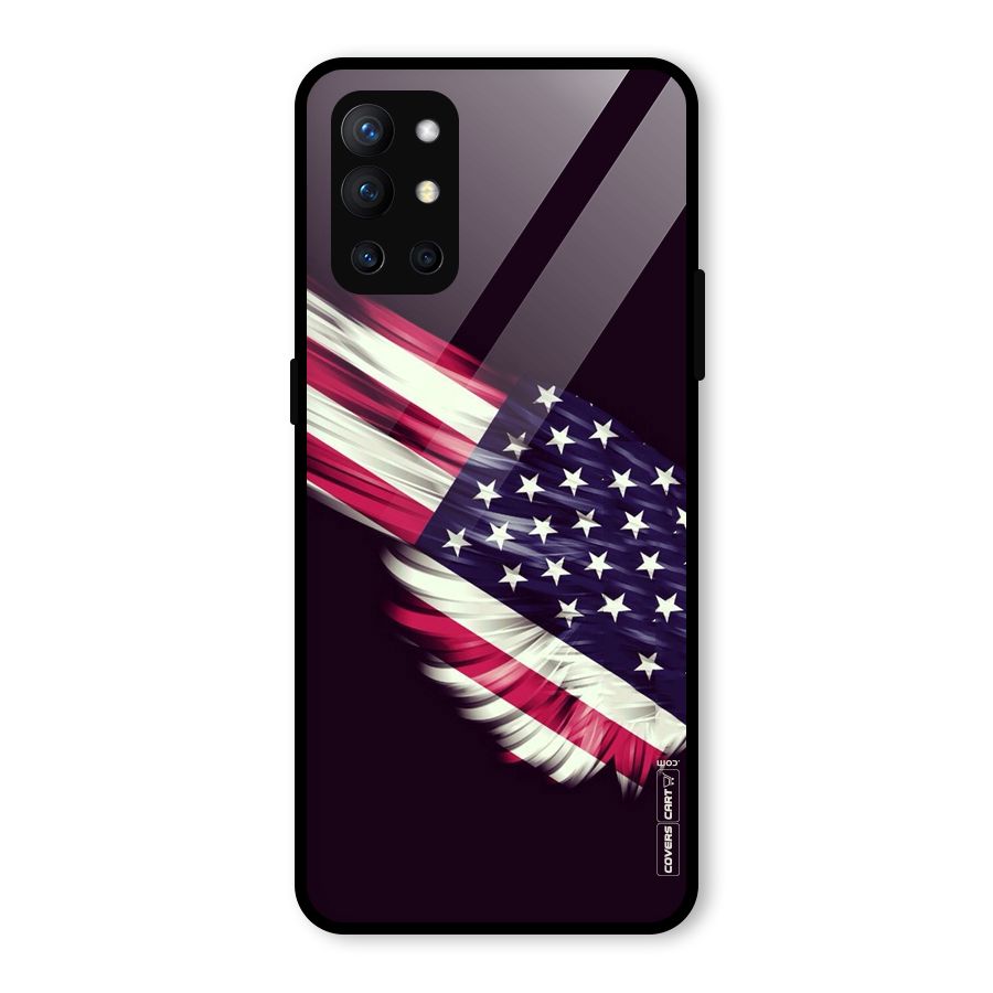 Red And White Stripes Stars Glass Back Case for OnePlus 9R