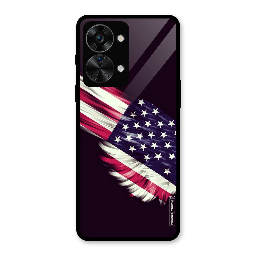 Red And White Stripes Stars Glass Back Case for OnePlus Nord 2T