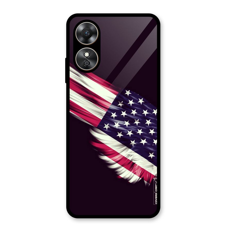 Red And White Stripes Stars Glass Back Case for Oppo A17