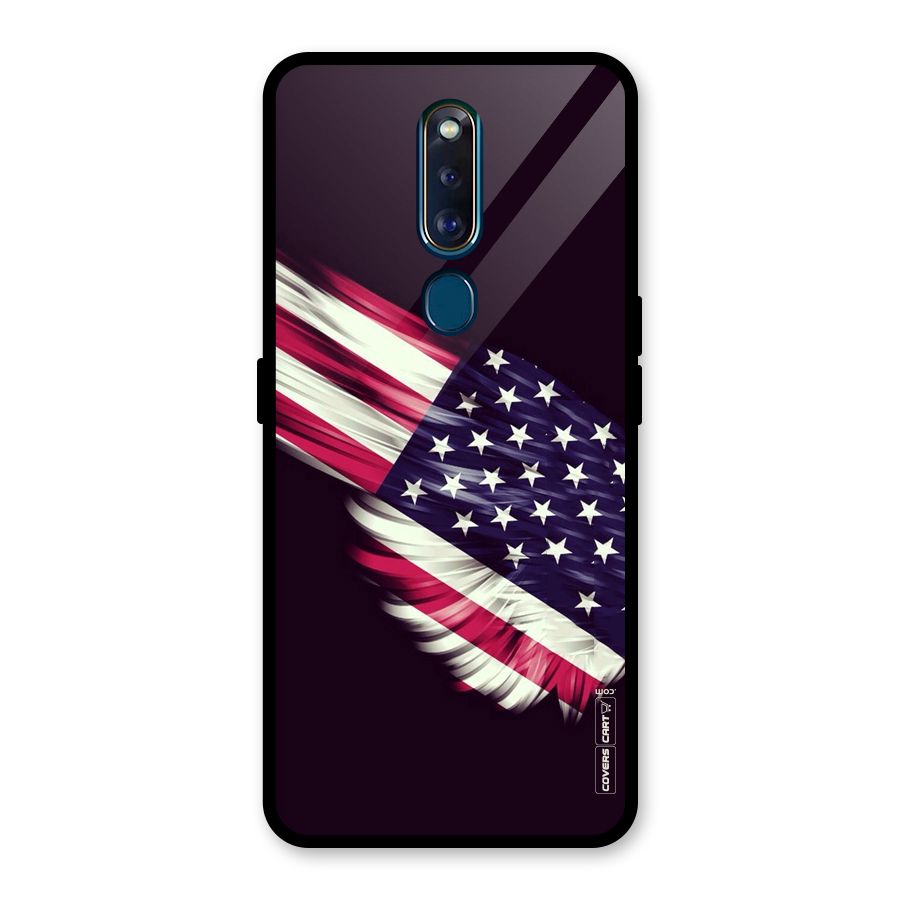 Red And White Stripes Stars Glass Back Case for Oppo F11 Pro