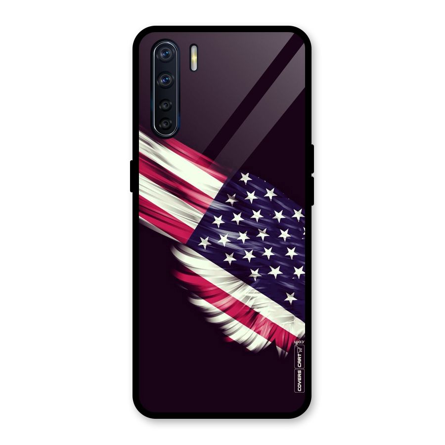 Red And White Stripes Stars Glass Back Case for Oppo F15