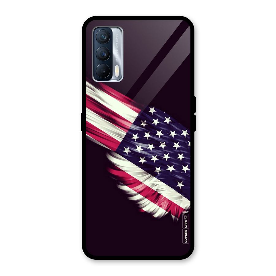 Red And White Stripes Stars Glass Back Case for Realme X7