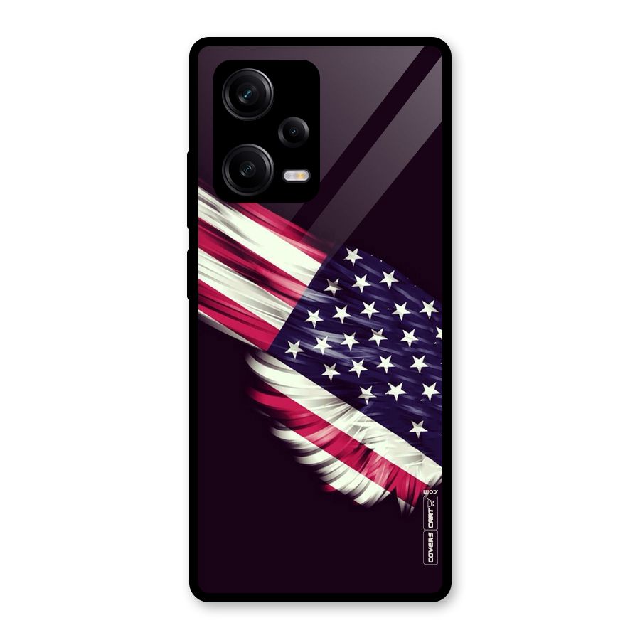 Red And White Stripes Stars Glass Back Case for Redmi Note 12 Pro