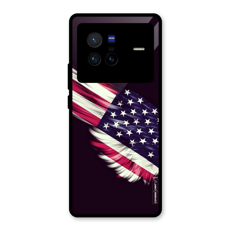 Red And White Stripes Stars Glass Back Case for Vivo X80