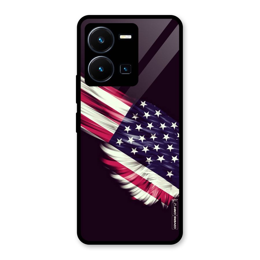 Red And White Stripes Stars Glass Back Case for Vivo Y35
