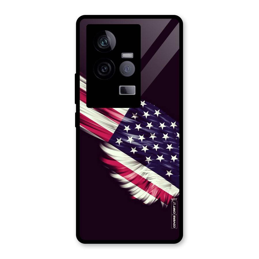 Red And White Stripes Stars Glass Back Case for Vivo iQOO 11 5G