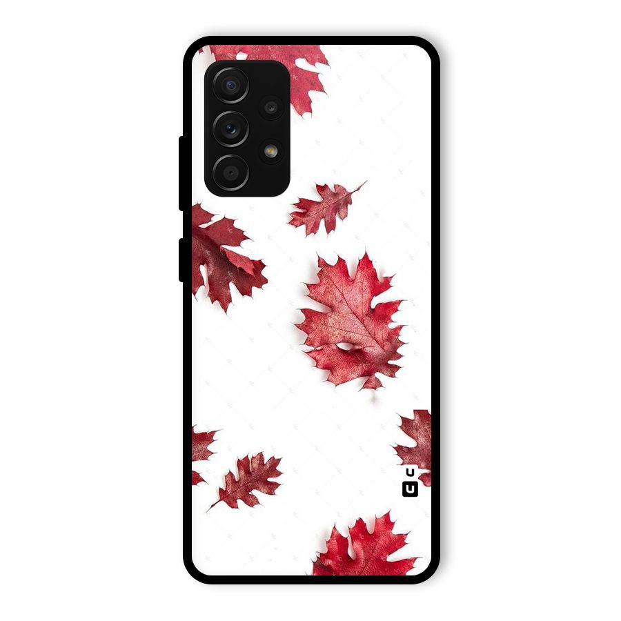 Red Appealing Autumn Leaves Glass Back Case for Galaxy A53 5G