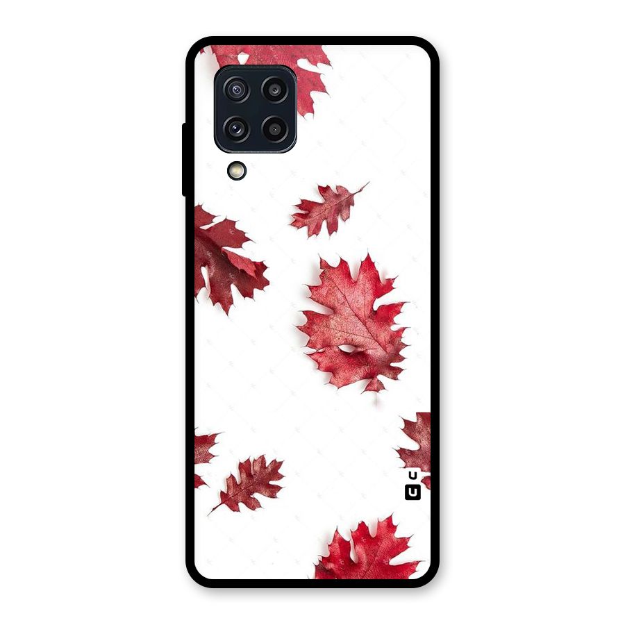 Red Appealing Autumn Leaves Glass Back Case for Galaxy M32