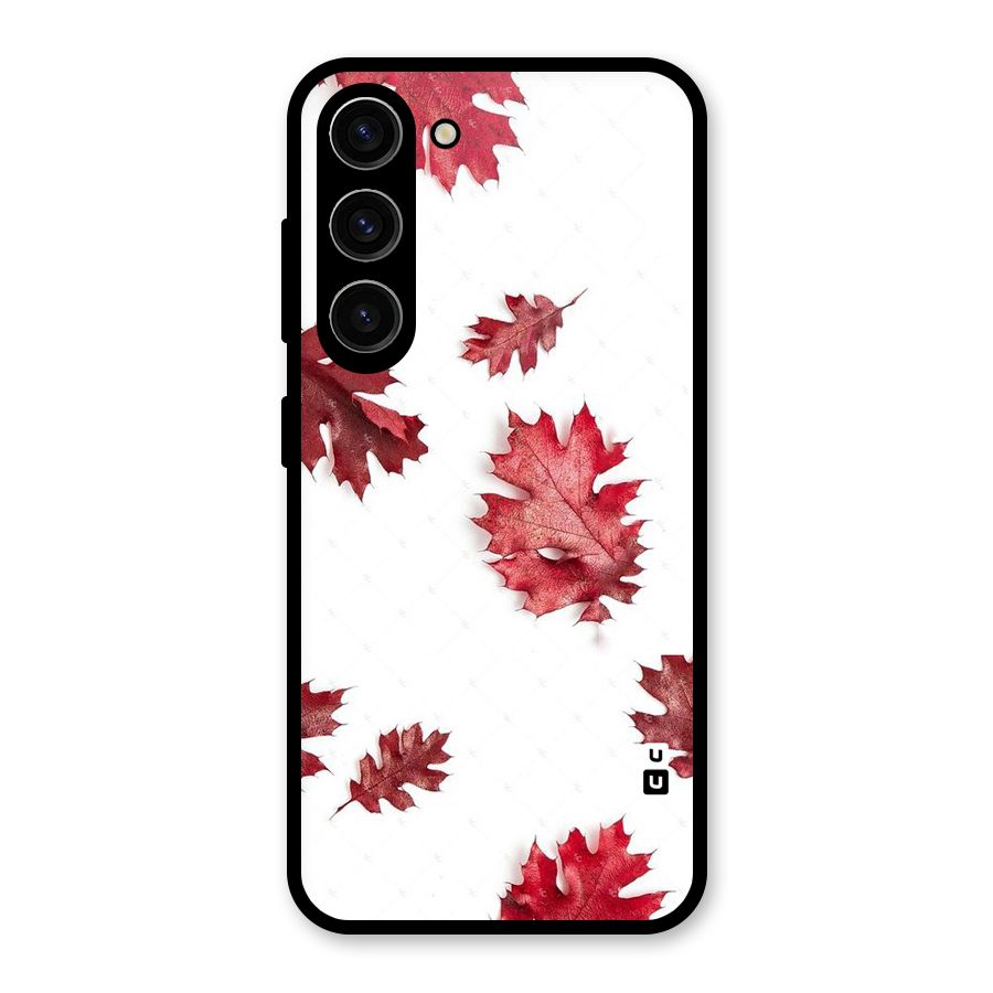 Red Appealing Autumn Leaves Glass Back Case for Galaxy S23