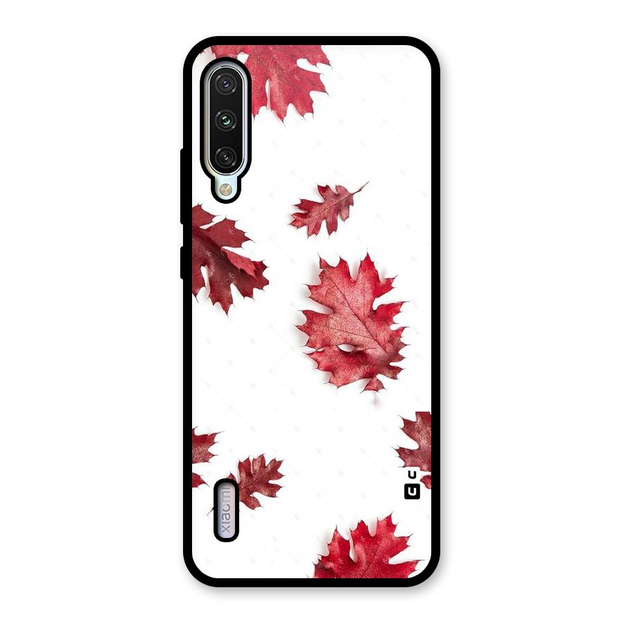 Red Appealing Autumn Leaves Glass Back Case for Mi A3