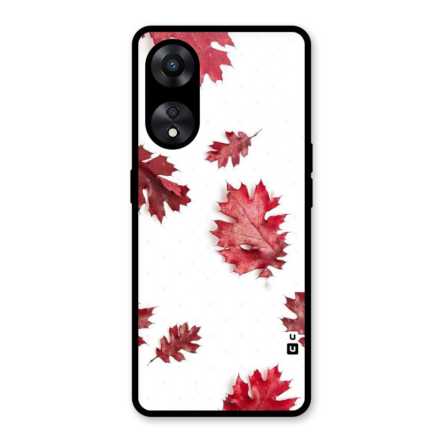 Red Appealing Autumn Leaves Glass Back Case for Oppo A78