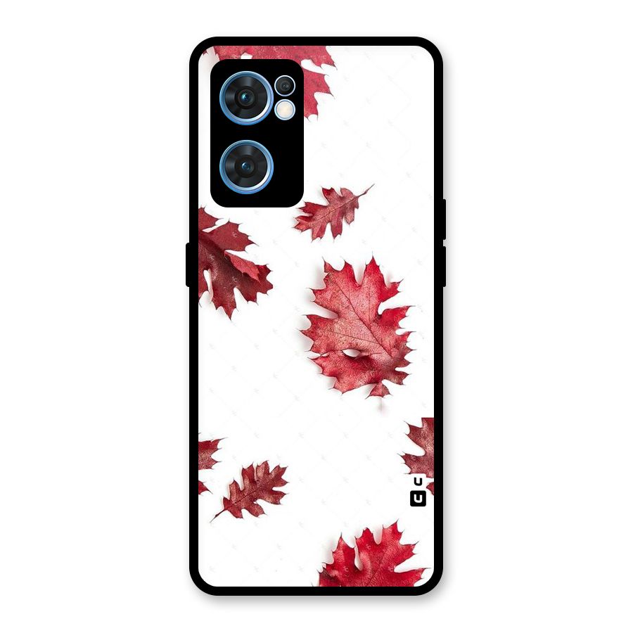 Red Appealing Autumn Leaves Glass Back Case for Oppo Reno7 5G