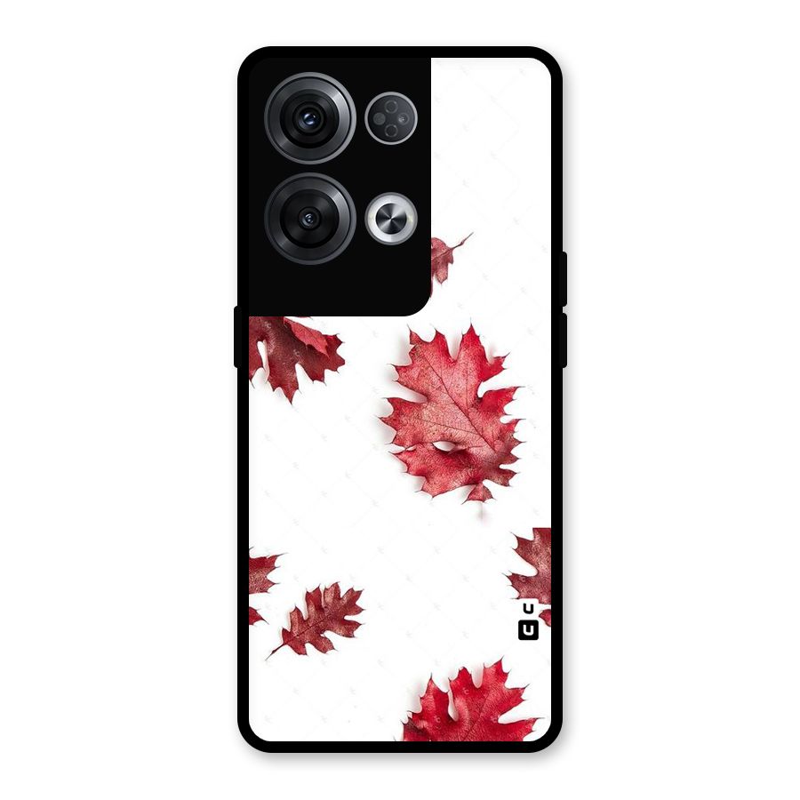 Red Appealing Autumn Leaves Glass Back Case for Oppo Reno8 Pro 5G
