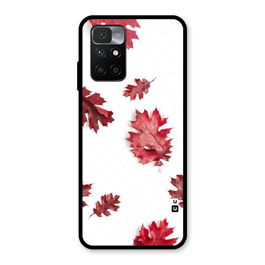 Red Appealing Autumn Leaves Glass Back Case for Redmi 10 Prime