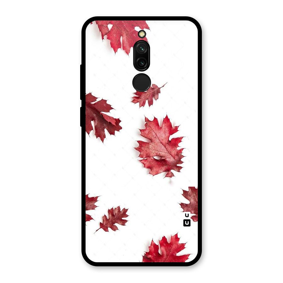 Red Appealing Autumn Leaves Glass Back Case for Redmi 8