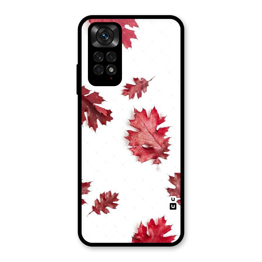 Red Appealing Autumn Leaves Glass Back Case for Redmi Note 11