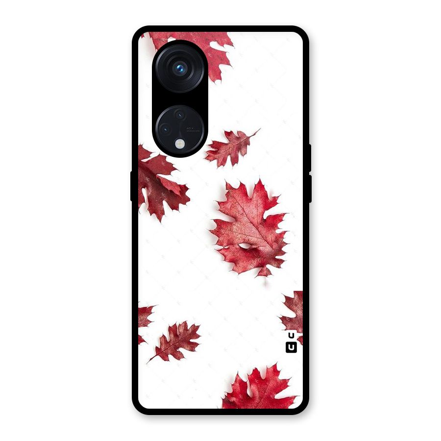 Red Appealing Autumn Leaves Glass Back Case for Reno8 T 5G