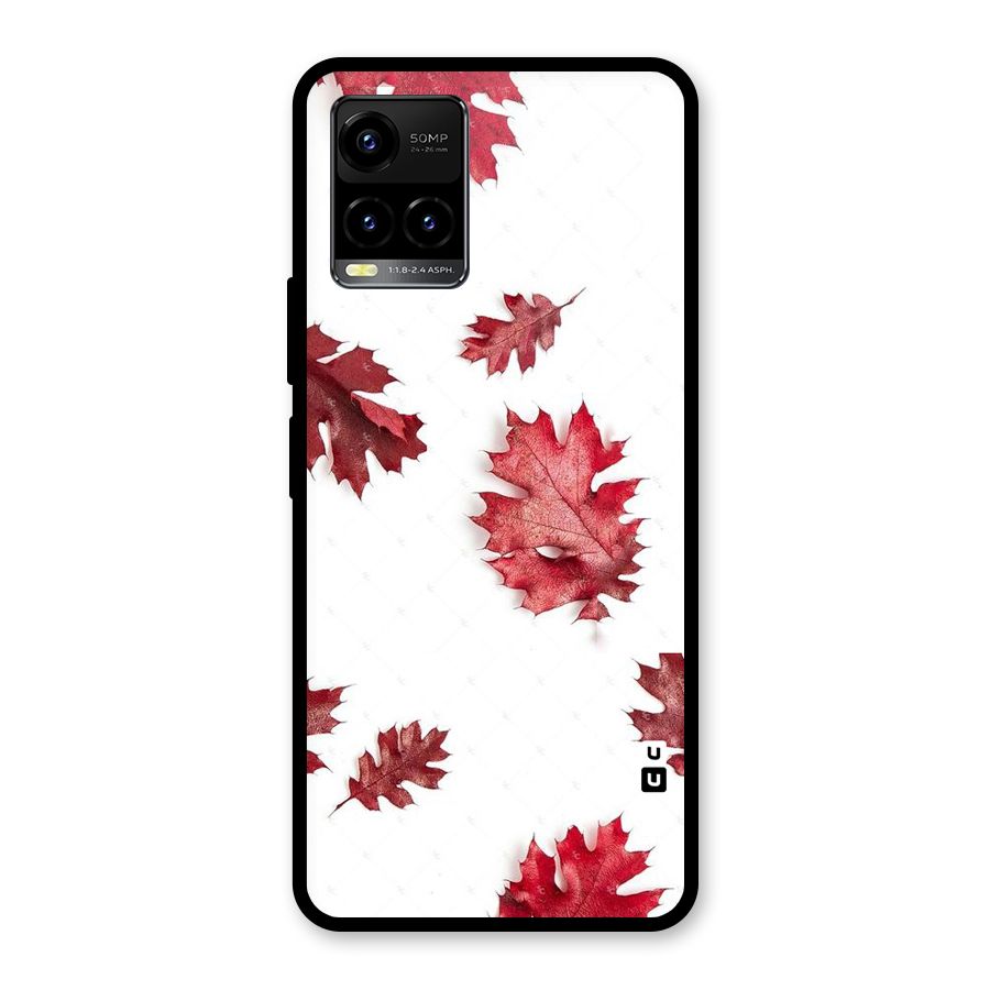 Red Appealing Autumn Leaves Glass Back Case for Vivo Y21A