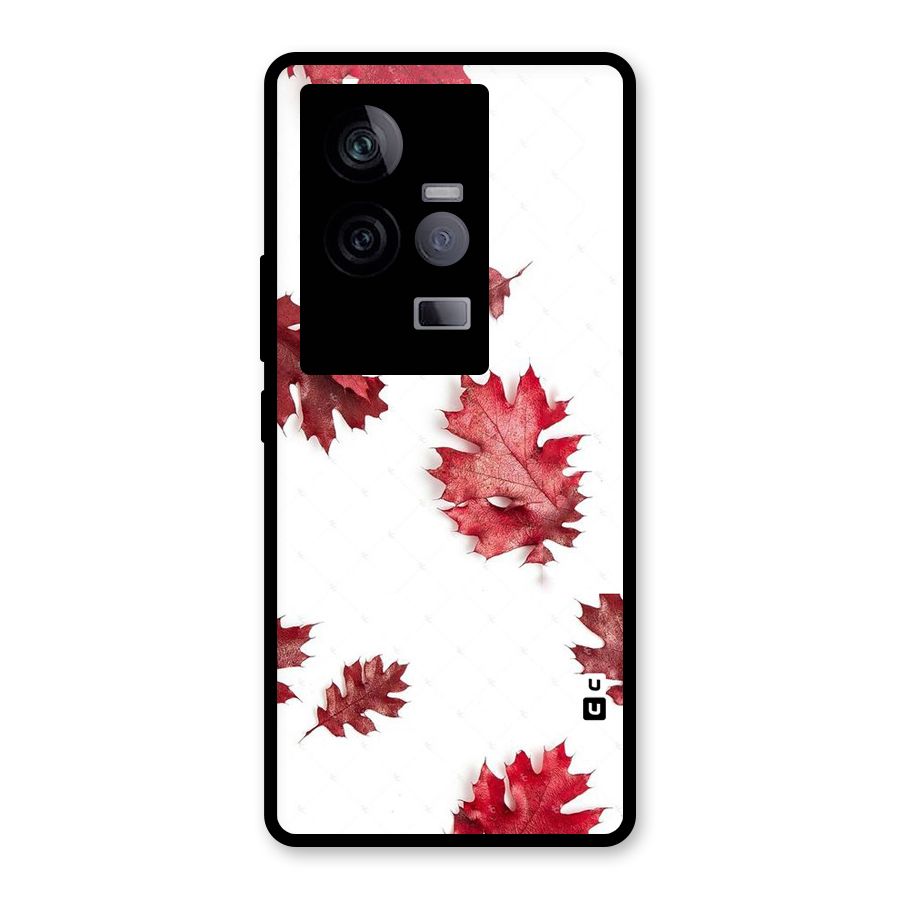 Red Appealing Autumn Leaves Glass Back Case for Vivo iQOO 11 5G
