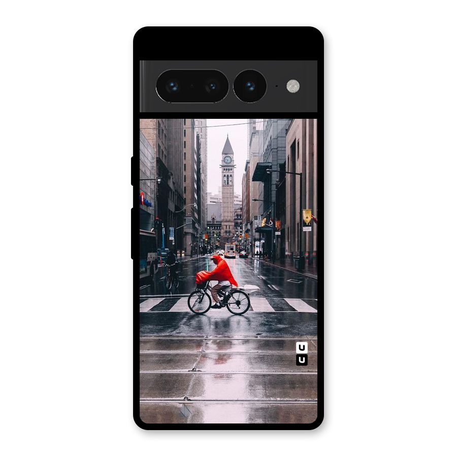 Red Bicycle Street Glass Back Case for Google Pixel 7 Pro