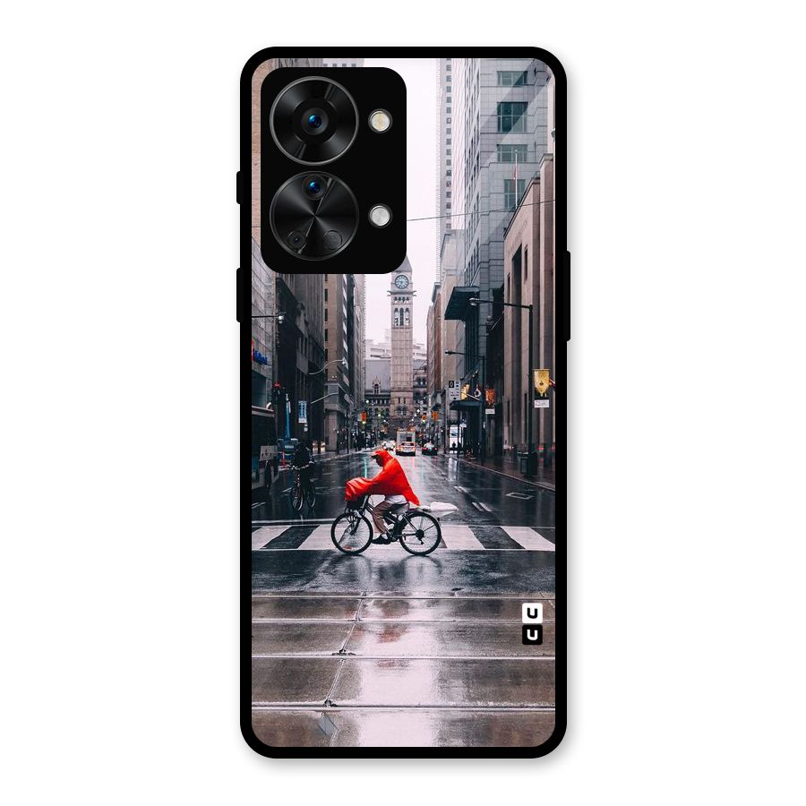 Red Bicycle Street Glass Back Case for OnePlus Nord 2T