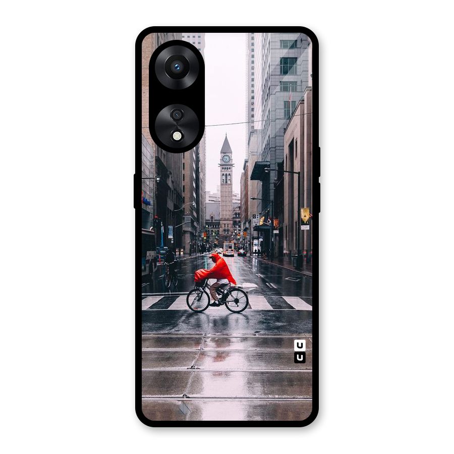 Red Bicycle Street Glass Back Case for Oppo A78