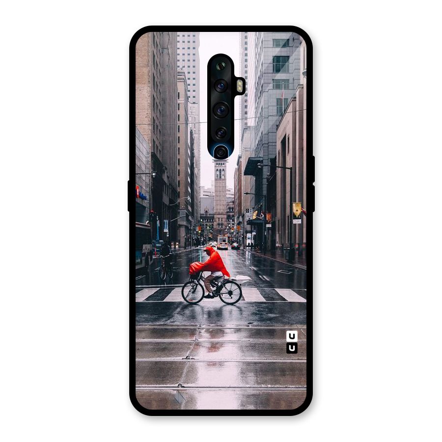 Red Bicycle Street Glass Back Case for Oppo Reno2 F