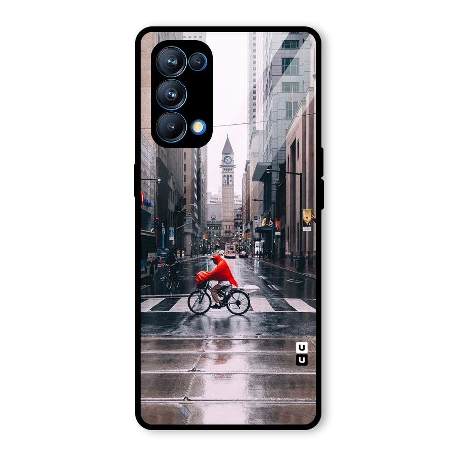 Red Bicycle Street Glass Back Case for Oppo Reno5 Pro 5G