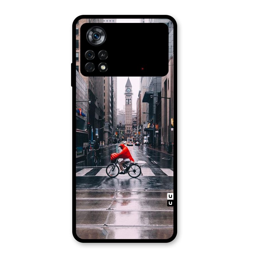 Red Bicycle Street Glass Back Case for Poco X4 Pro 5G
