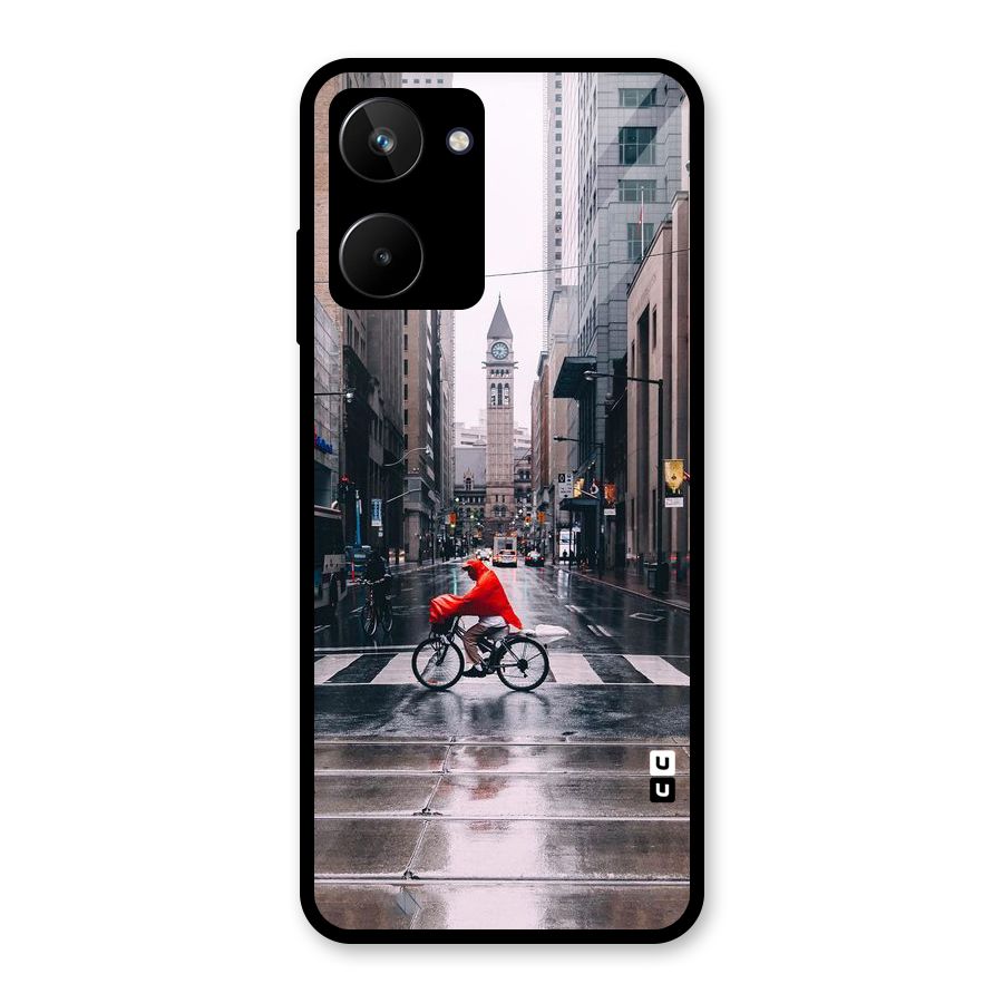 Red Bicycle Street Glass Back Case for Realme 10
