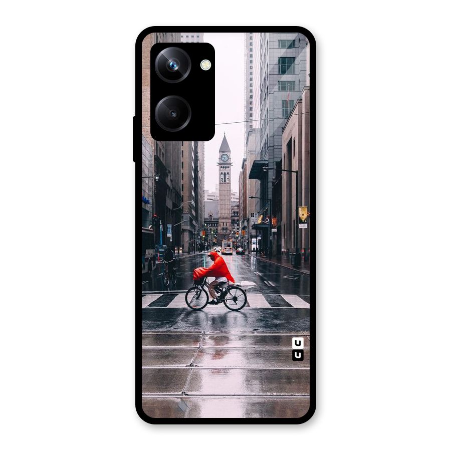 Red Bicycle Street Glass Back Case for Realme 10 Pro