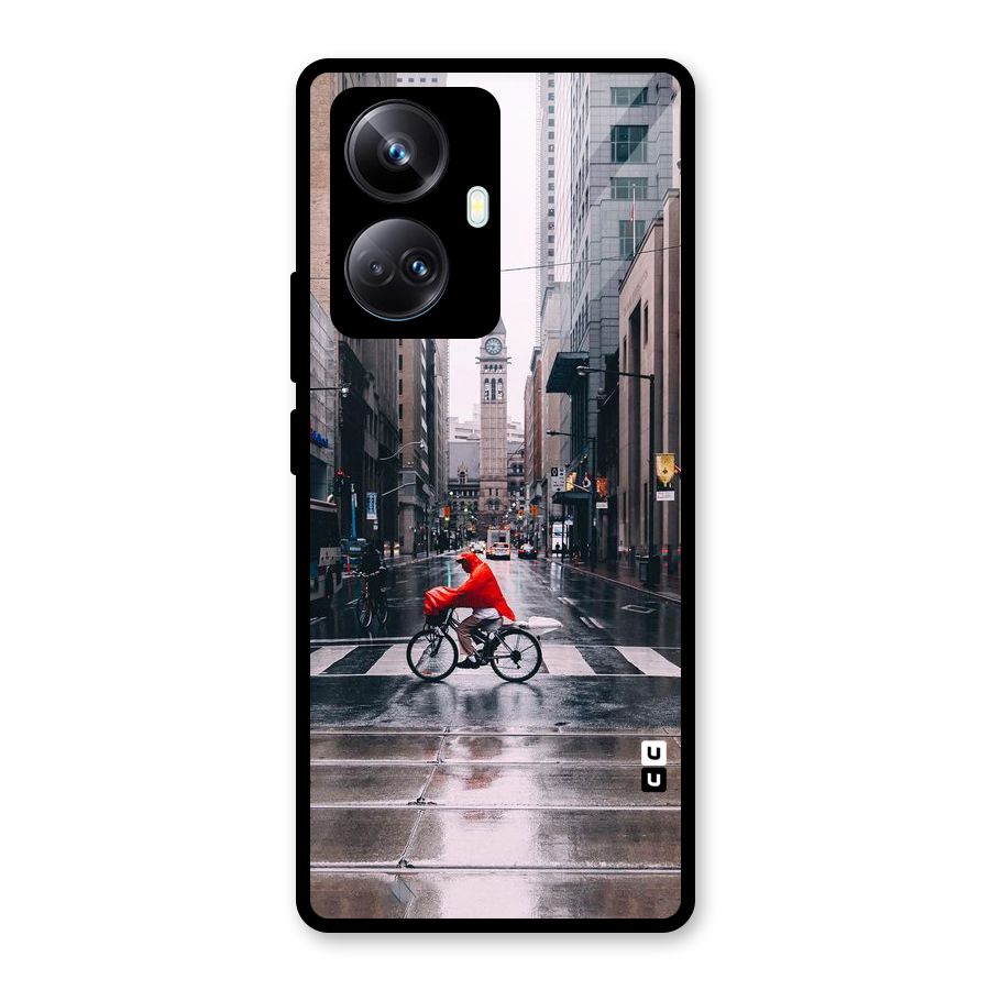 Red Bicycle Street Glass Back Case for Realme 10 Pro Plus