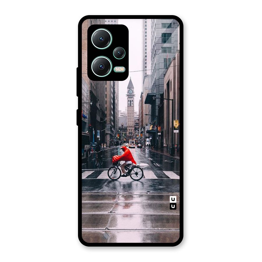 Red Bicycle Street Glass Back Case for Redmi Note 12 5G