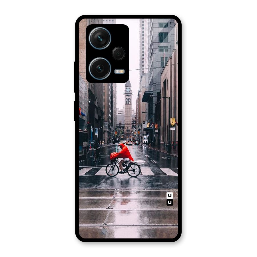Red Bicycle Street Glass Back Case for Redmi Note 12 Pro Plus 5G